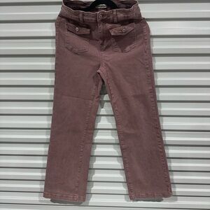 Ovavmio Mauve Wide-Leg Flare Jeans for Women
